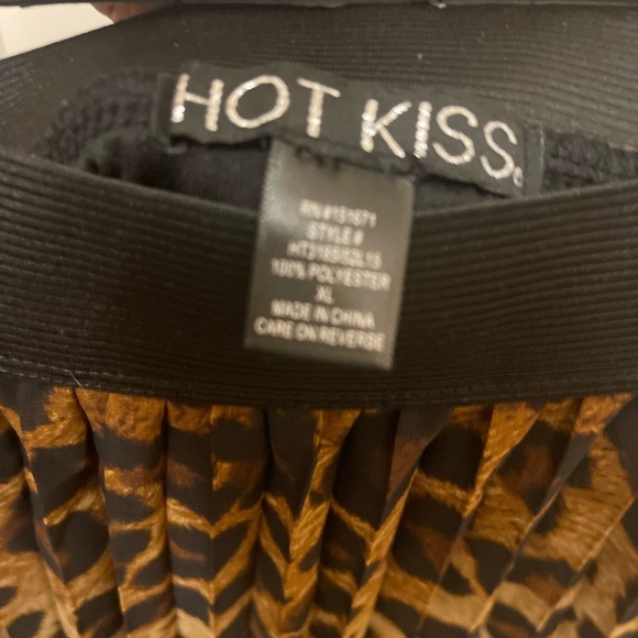 Hot Kiss Cheetah Animal Print Elastic Waist Accordion Folds MIDI Skirt Size XL - Picture 5 of 8